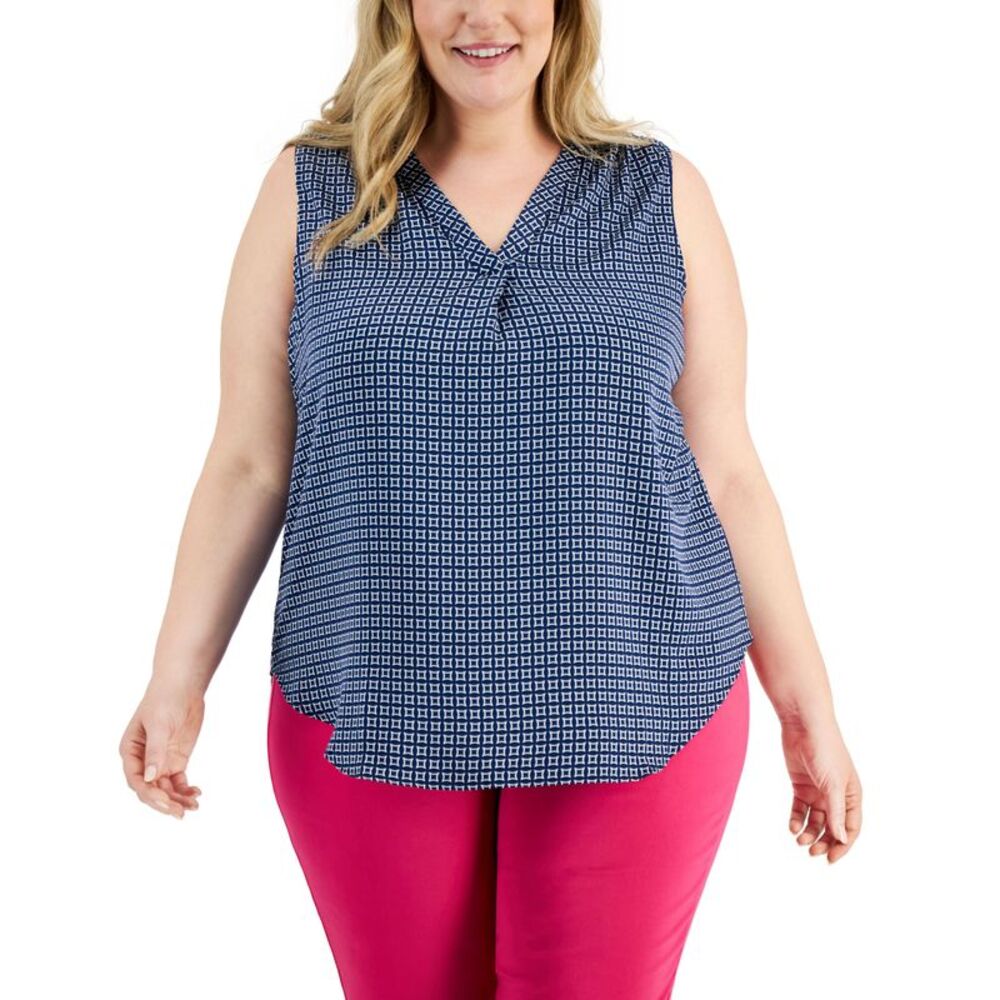 Alfani Plus Size Sleeveless Printed Top